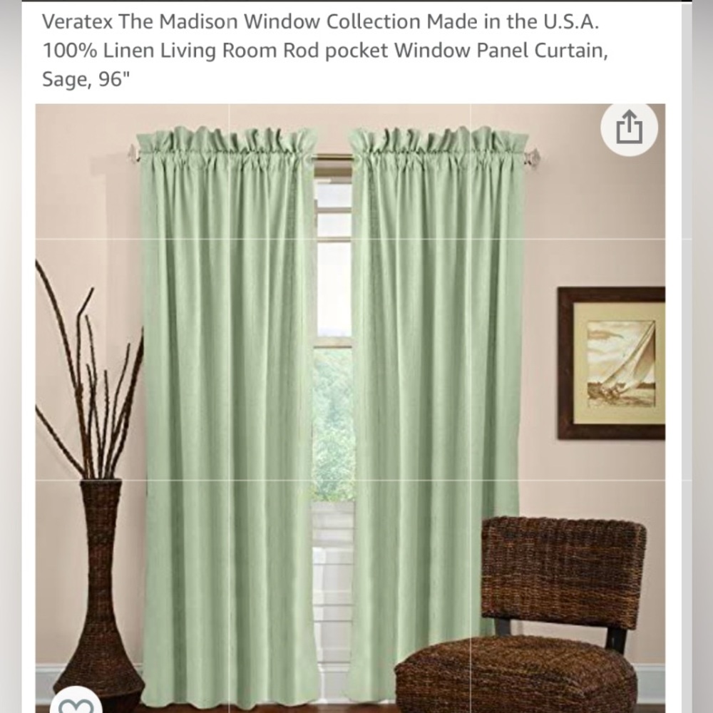 Veratex 50”x96” linen rod pocket drape. 1 panel. NWOT